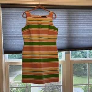 Brooks Brothers Sleeveless Green and Orange Sheath Dress